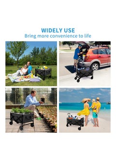 Generic Heavy Duty Collapsible Wagon ​Lightweight Folding Wagon Utility Wagon Picnic Camping Cart Black  - Image 5