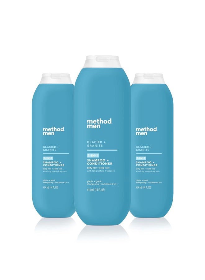 Method Men 2-in-1 Shampoo + Conditioner, Glacier + Granite, 14 oz (Pack of 3) - Image 1