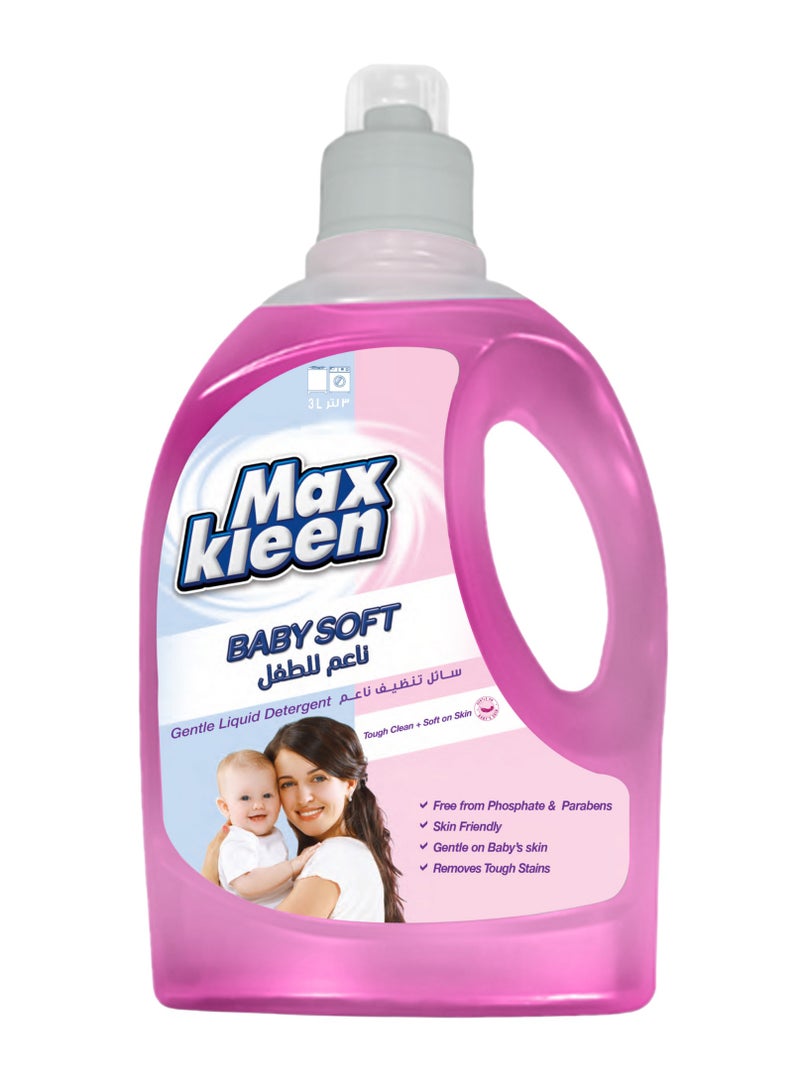 Maxkleen Baby Soft Gentle Liquid Detergent 3 Litre Free From Parabens and Sulphates Removes Stain Baby Laundry Detergent, Fresh Fragrance - Image 1