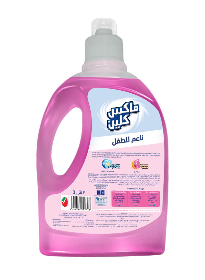 Maxkleen Baby Soft Gentle Liquid Detergent 3 Litre Free From Parabens and Sulphates Removes Stain Baby Laundry Detergent, Fresh Fragrance - Image 2