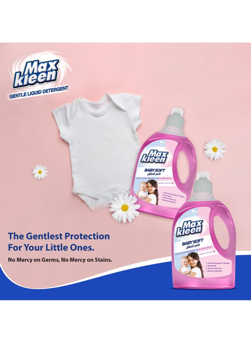 Maxkleen Baby Soft Gentle Liquid Detergent 3 Litre Free From Parabens and Sulphates Removes Stain Baby Laundry Detergent, Fresh Fragrance - Image 3