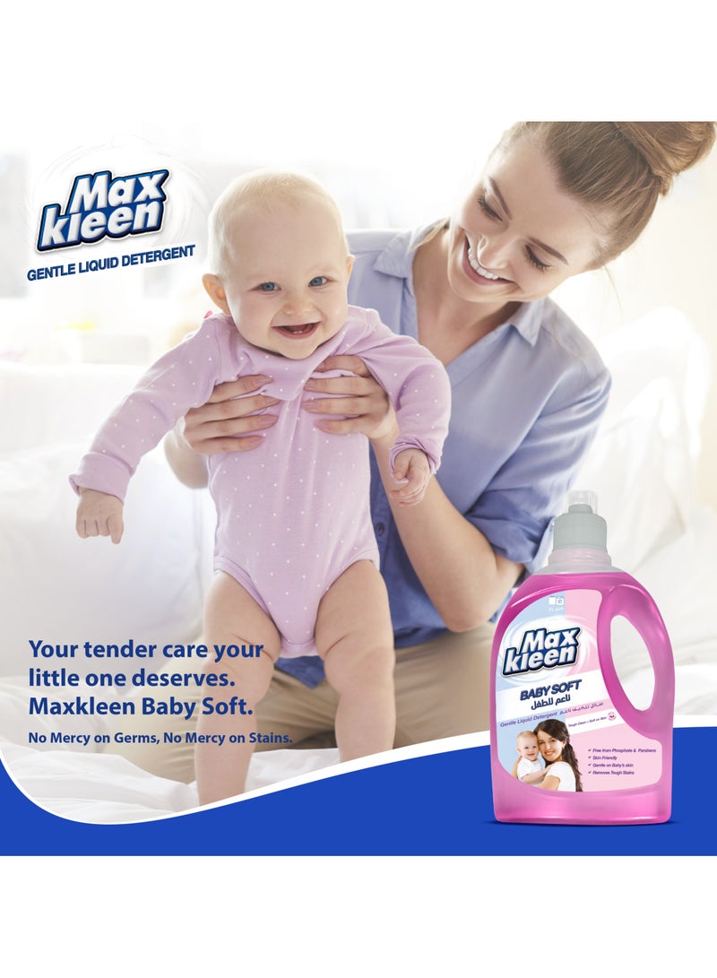Maxkleen Baby Soft Gentle Liquid Detergent 3 Litre Free From Parabens and Sulphates Removes Stain Baby Laundry Detergent, Fresh Fragrance - Image 4