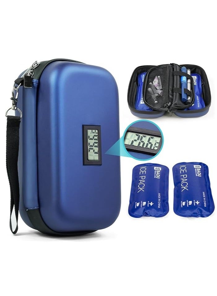 general 24 Hour Insulin Cooler, Travel Case, Medication Diabetes Cooler, Travel with Thermometer, Temperature Display, Refrigerated Medicine, Tissue Bag, with 2 Ice Packs - Image 1