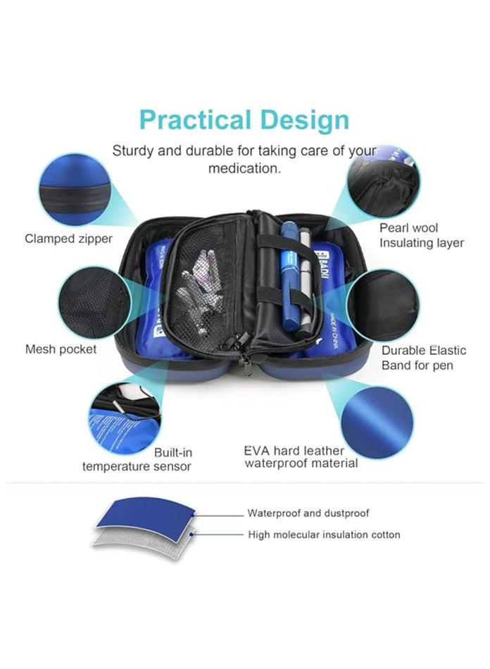 general 24 Hour Insulin Cooler, Travel Case, Medication Diabetes Cooler, Travel with Thermometer, Temperature Display, Refrigerated Medicine, Tissue Bag, with 2 Ice Packs - Image 3