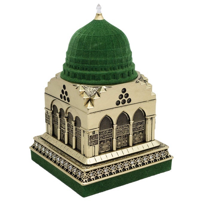 Islamic Turkish Table Decor Showpiece Gift Sculpture Figure AlMasjid anNabawi Medine The Prophets Mosque Gold