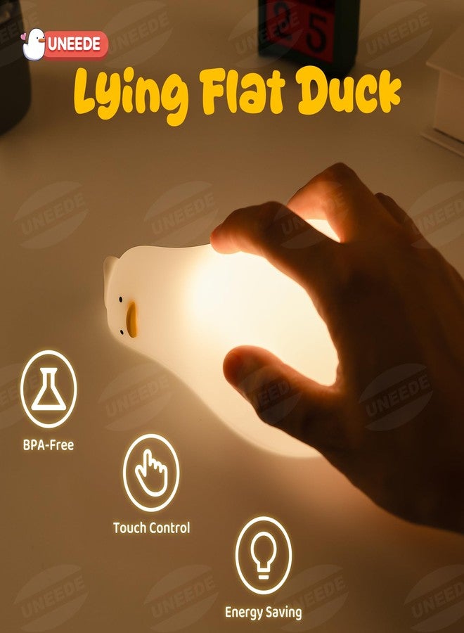 UNEEDE Lying Flat Duck Lamp, 3 Level Dimmable Rechargeable Silicone Night Light, Benson Duck Cute Squishy Touch Sensor Bedside Lamp for Nursery, Breastfeeding, Kids Room Decor - Image 5