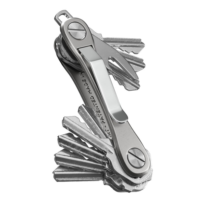 key smart KeySmart Rugged - Multitool Key Holder for Keychain w/Bottle Opener and Pocket Clip, Organizer for Keys, EDC Keychains, Ring for Car Fobs Key Chains, Expandable (Up to 14 Keys, Titanium) - Image 1
