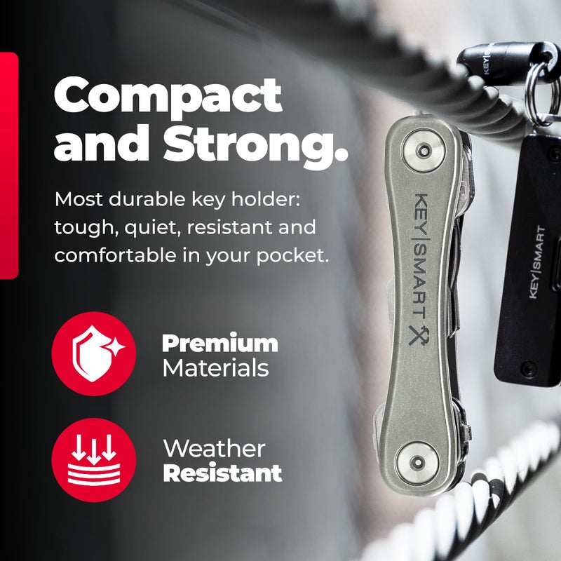 key smart KeySmart Rugged - Multitool Key Holder for Keychain w/Bottle Opener and Pocket Clip, Organizer for Keys, EDC Keychains, Ring for Car Fobs Key Chains, Expandable (Up to 14 Keys, Titanium) - Image 2