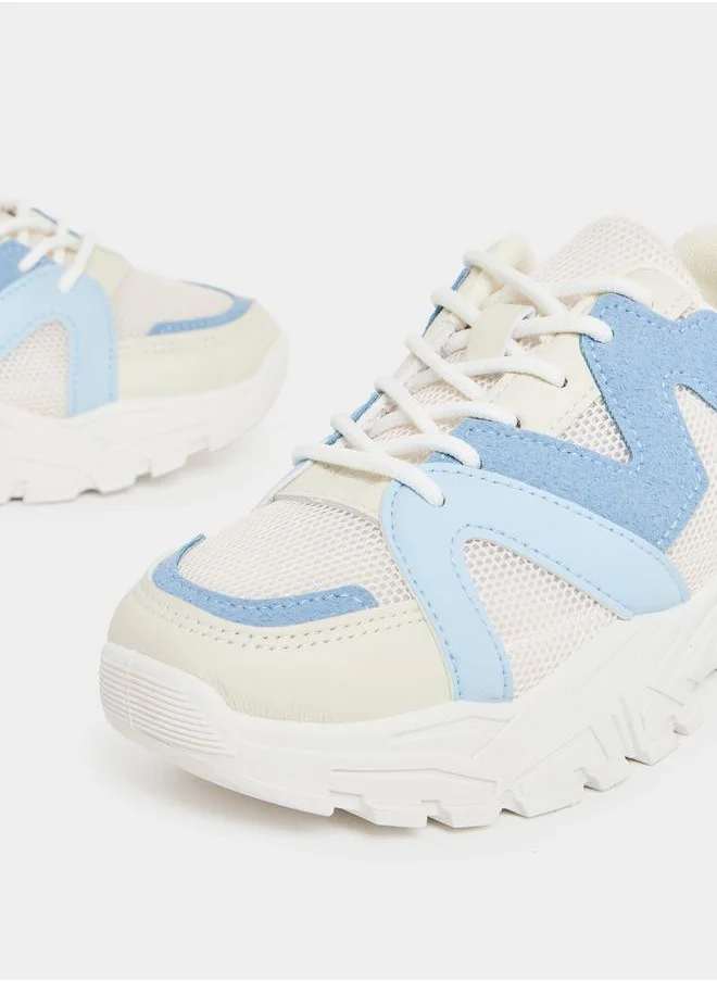 Styli Textured Chunky Sole Sneakers