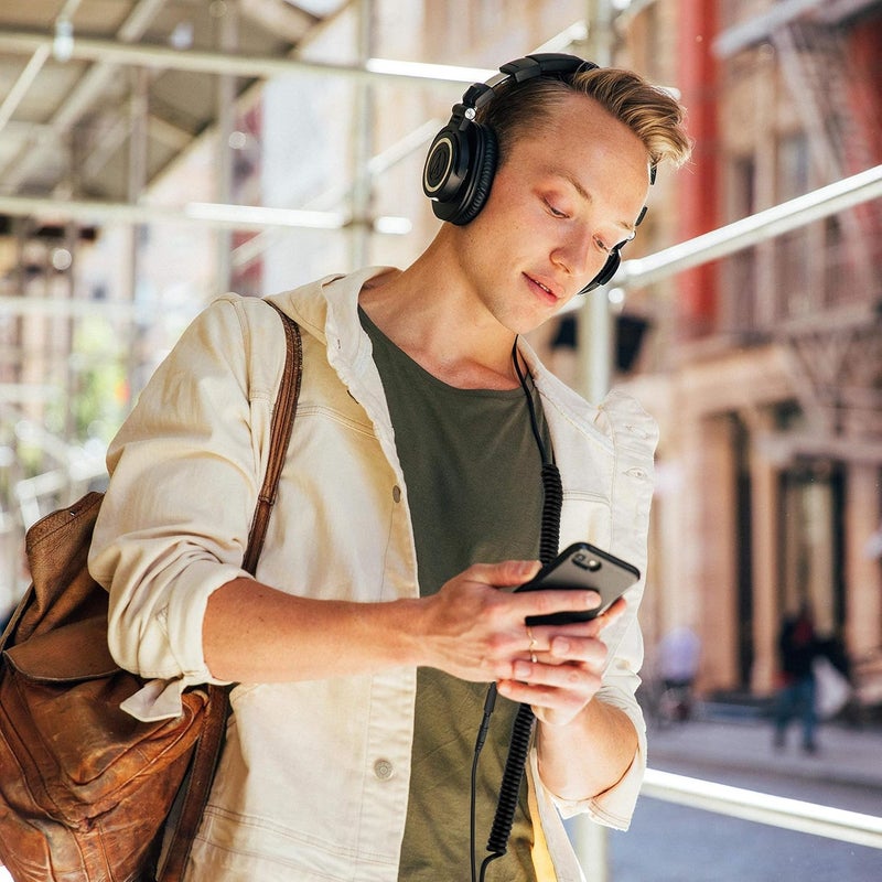 سمايز كابل ATH-M50x، سلك AUX ملفوف بديل لسماعات Audio-Technica ATH-M40x وATH-M70x مع محول 1/4 بوصة، من 4 أقدام إلى 10 أقدام - Image 4