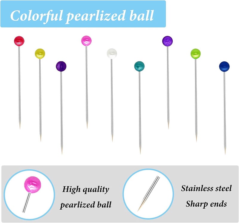Sunenlyst 600PCS Sewing Pins Straight Pin for Fabric, Pearlized Ball Head Quilting Pins Long 1.5inch, Multicolor Corsage Stick Pin for Dressmaker, Jewelry DIY Decoration, Craft and Sewing Project - Image 2
