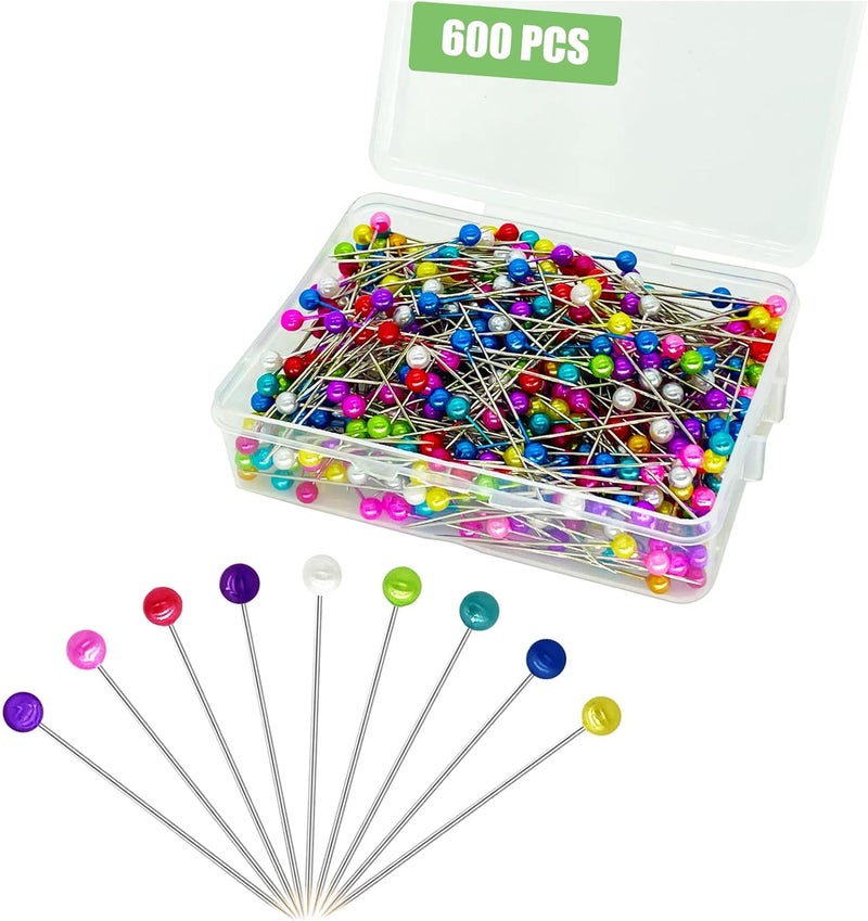 Sunenlyst 600PCS Sewing Pins Straight Pin for Fabric, Pearlized Ball Head Quilting Pins Long 1.5inch, Multicolor Corsage Stick Pin for Dressmaker, Jewelry DIY Decoration, Craft and Sewing Project - Image 1