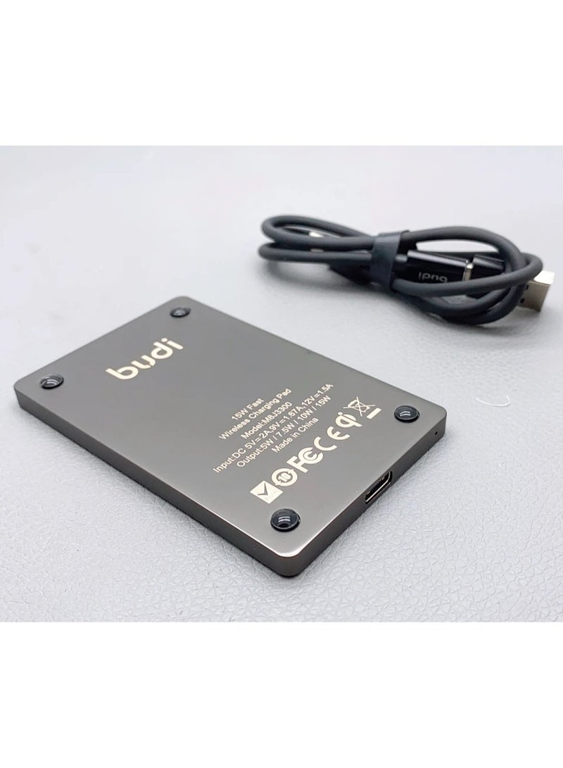 بودي شاحن لاسلكي 15 واط، هيكل من الألومنيوم مع كابل من النوع C M8J3300-BLK - Image 5