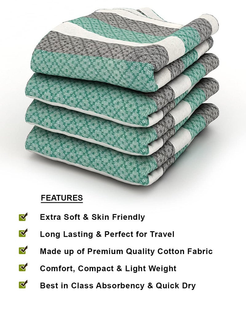 Athom Trendz Athom Living Cotton Lightweight Quick-Dry & High Absorbant Bath Towel, Modern Checks Green -75x150 cm (Pack of 4) - Image 3