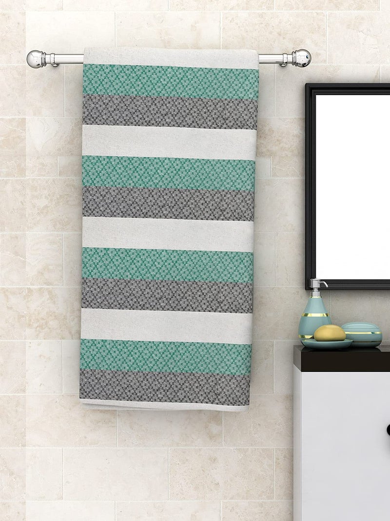 Athom Trendz Athom Living Cotton Lightweight Quick-Dry & High Absorbant Bath Towel, Modern Checks Green -75x150 cm (Pack of 4) - Image 2