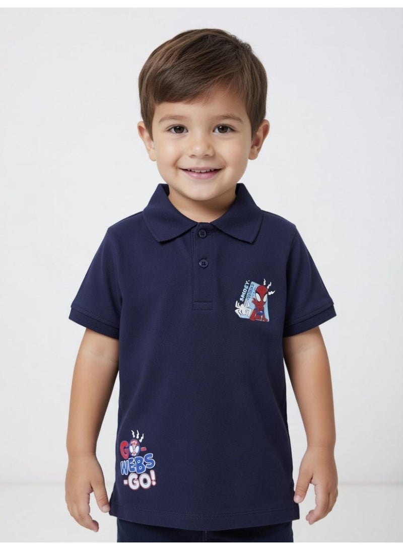 Spiderman | Boys Polo T-Shirt | Navy - Image 1