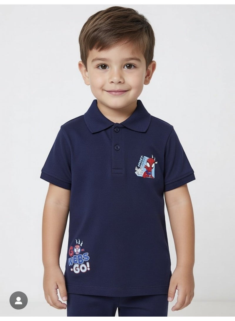 Spiderman | Boys Polo T-Shirt | Navy - Image 1
