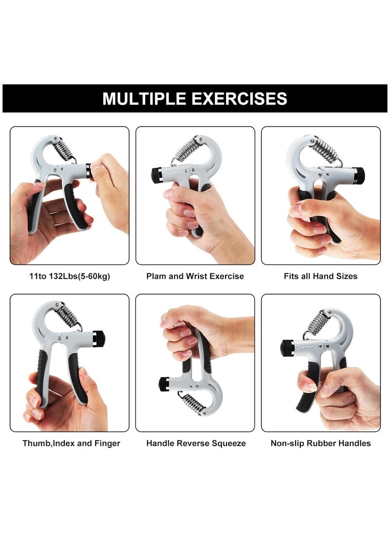 Generic 5-60Kg Adjustable Hand Grip Strengthener Exerciser, Black/Grey  - Image 4