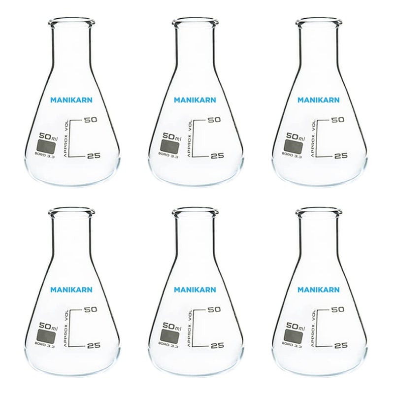 MANIKARN MANIKARN Borosilicate glass Conical flask 50 ml Set of 6pc - Image 1
