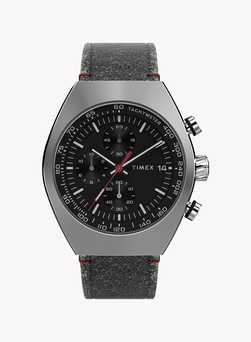 Timex Mens Legacy Tonneau SST Black Dial Black Leather Strap TW2W50000 Men's Watch - Image 1