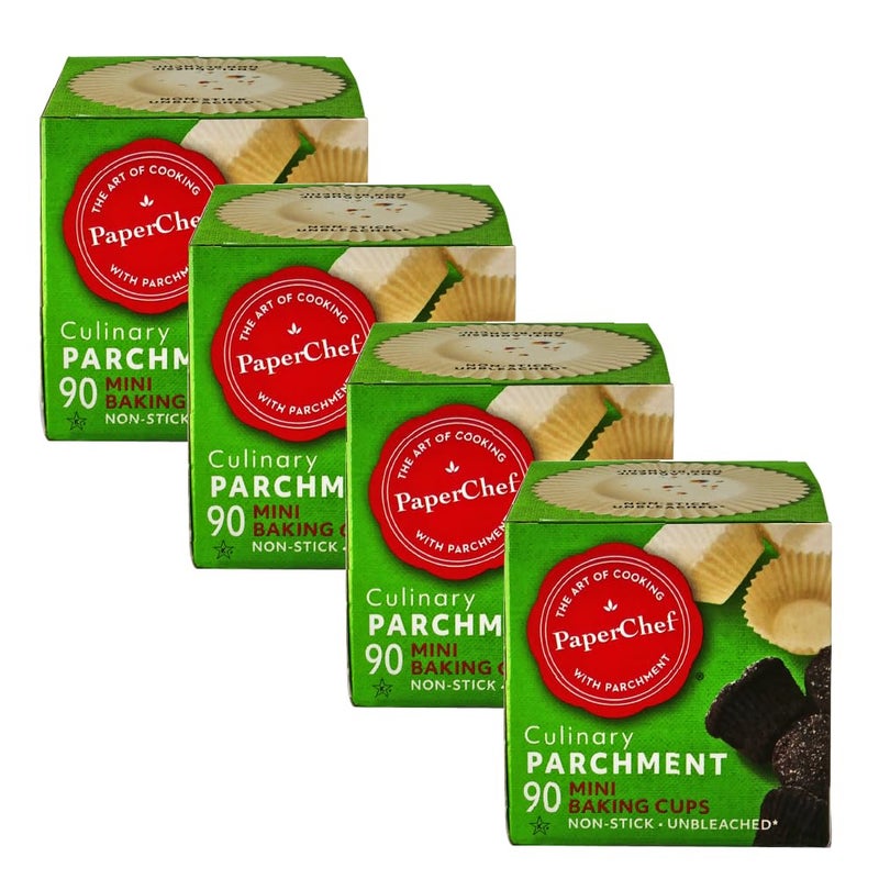 PaperChef  Mini Parchment Baking Cups  Easy Release NonStick Paper  90 Count  4 Pack