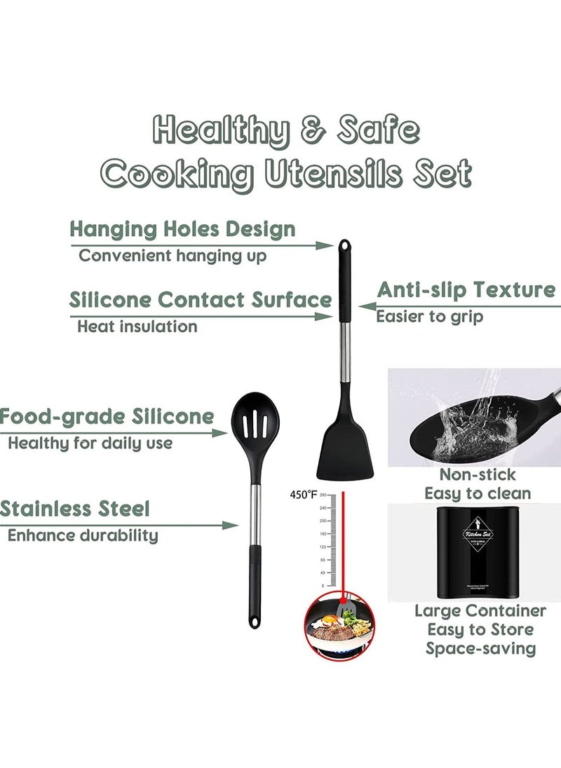 Arabest 13 Pieces Silicone Kitchen Cooking Utensils Set Non-stick Cookware Kitchen Tools Set - Image 3