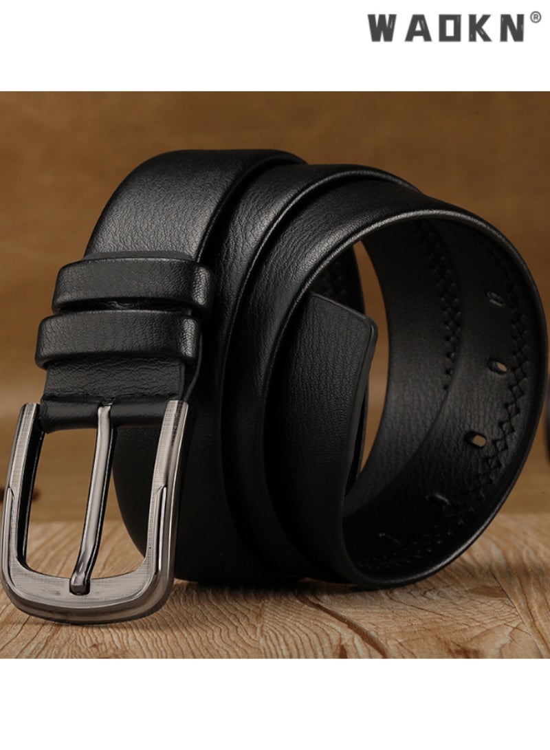 WAOKN Men's Pin Buckle Belt - Classic Casual Leather Waistband, Ideal for Daily and Special Occasions, Durable Comfortable Design, Versatile for All Outfits,Leather with Stylish Buckle - Image 2