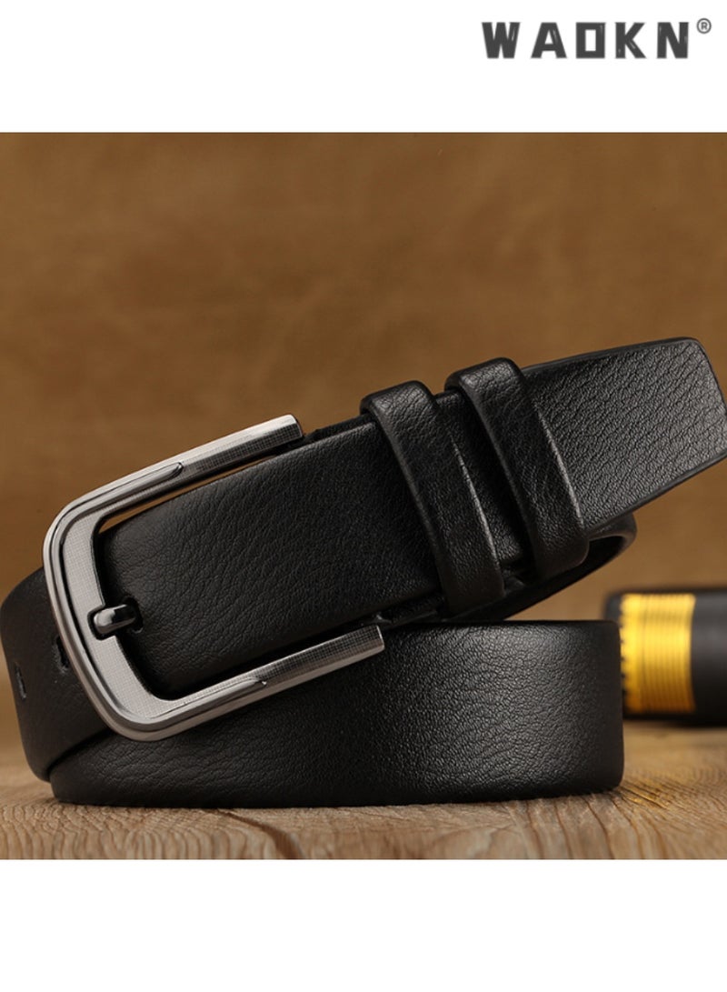 WAOKN Men's Pin Buckle Belt - Classic Casual Leather Waistband, Ideal for Daily and Special Occasions, Durable Comfortable Design, Versatile for All Outfits,Leather with Stylish Buckle - Image 3