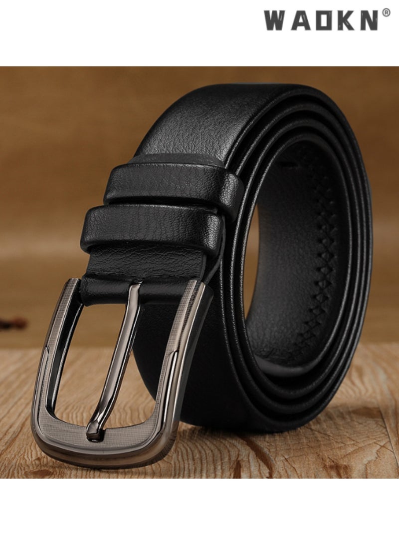 WAOKN Men's Pin Buckle Belt - Classic Casual Leather Waistband, Ideal for Daily and Special Occasions, Durable Comfortable Design, Versatile for All Outfits,Leather with Stylish Buckle - Image 1