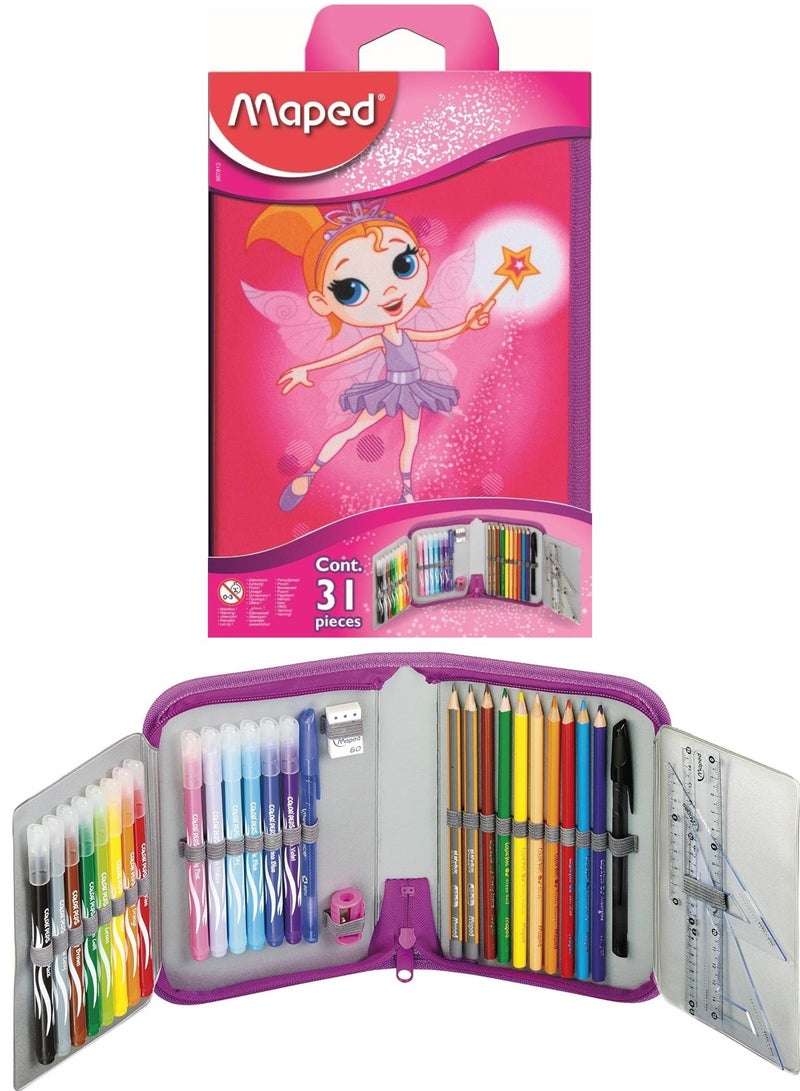 Maped طقم تلوين مكون من 31 قطعة مع حقيبة بتصميم الجنية - Image 1