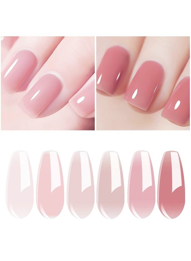 Vishine Gel Nail Polish Kit UV Light, 36W UV LED Nail Dryer Lamp, 6 Sheer Milky Pink Jelly Transparent Colors Base Top Coat Professional All-in-One Nail Art Manicure Tools - Image 2