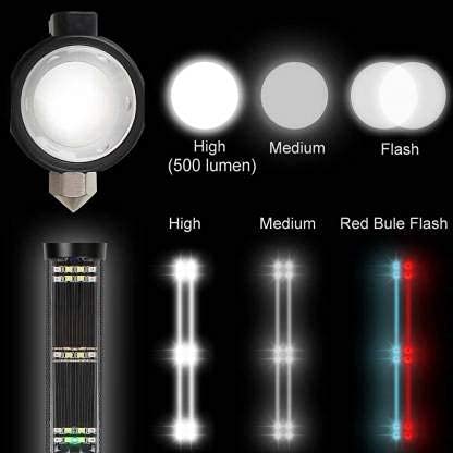 Styxon Styxon Aluminum 7 Mode Rechargeable Solar LED Torch Light High Power Long Distance with LED Torch Flashlight Use for Car Emergency Tool with Window Breaker Magnet Cutter Compass 500 Lumens - Image 4