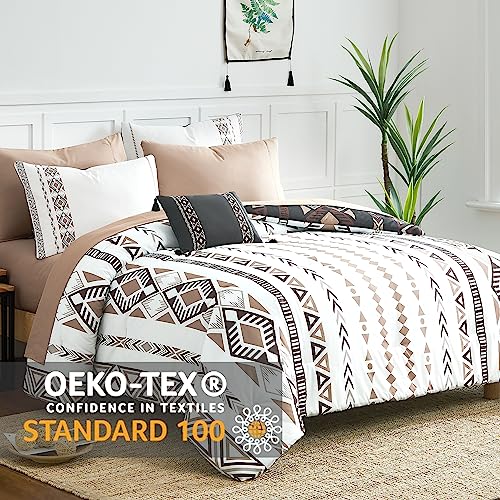 Geniospin King Size Comforter Set- 7 Pieces Boho Bed in a Bag, Western Bedding Set for All Seasons, Soft Aztec Bedding, Lightweight Comforter Bed Set with Sheets, Pillowcases & Shams - Image 2