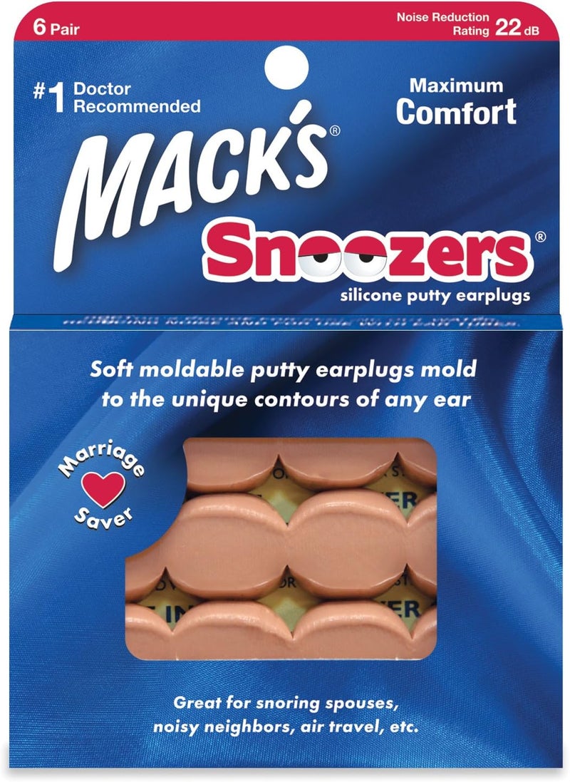Macks Snoozers Silicone Putty Earplugs, 6-Pair (Pack of 2)