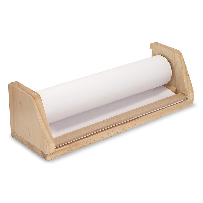 Melissa & Doug Wooden Tabletop Paper Roll Dispenser With White Bond (12 inches x 75 feet) - Drawing, Art, Craft For Kids - Image 3