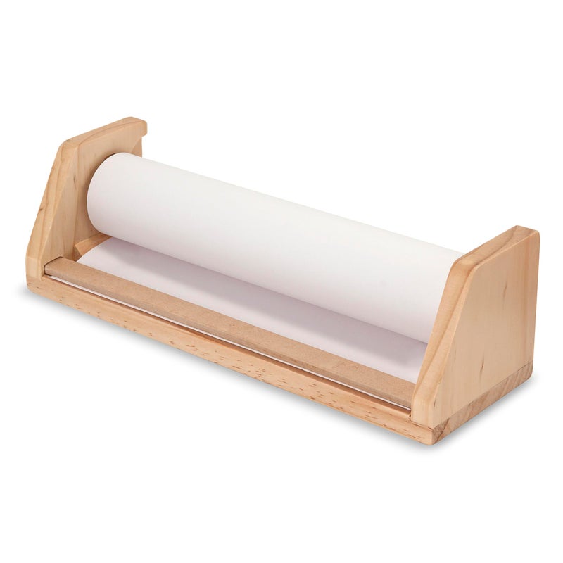 Melissa & Doug Wooden Tabletop Paper Roll Dispenser With White Bond (12 inches x 75 feet) - Drawing, Art, Craft For Kids - Image 4