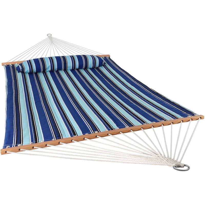 Sunnydaze Quilted Outdoor Hammock with Spreader Bars - Heavy-Duty 450-Pound Capacity Double Hammock for Outside - Catalina Beach - Image 1