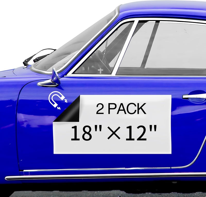 CUHIOY Blank Magnetic Sheets for Car -2 Pack 18"x12" Strong Magnet Stickers with 40 Mils, Flexible Automotive Magnet for Advertising Business and Company Logos (for HOA) Prevent Car Scratches & Dents - Image 1