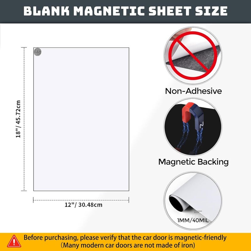 CUHIOY Blank Magnetic Sheets for Car -2 Pack 18"x12" Strong Magnet Stickers with 40 Mils, Flexible Automotive Magnet for Advertising Business and Company Logos (for HOA) Prevent Car Scratches & Dents - Image 2