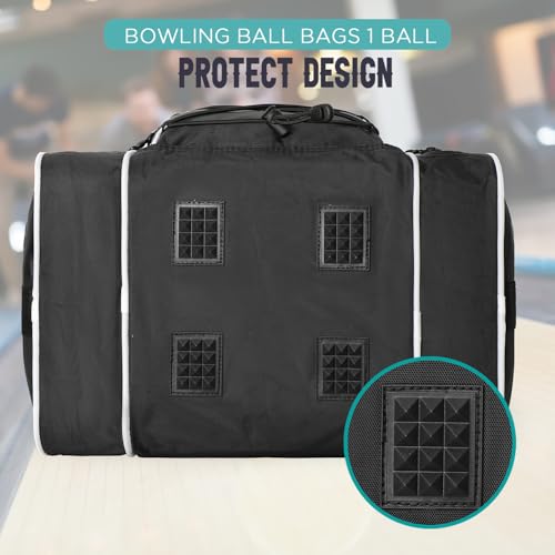 WOLT Bowling Ball Bag for Single Ball -Bowling Bag with Padded Holder, 2 Pockets Fit Shoes Up to Mens Size 14 and Accessories(black) - Image 5