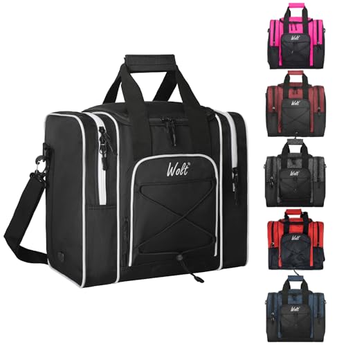 WOLT Bowling Ball Bag for Single Ball -Bowling Bag with Padded Holder, 2 Pockets Fit Shoes Up to Mens Size 14 and Accessories(black) - Image 1