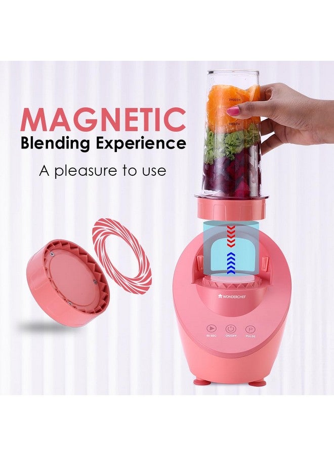 Wonderchef Wonderchef Magneto Blender | Smoothie & Juice Maker | World’s Safest with Magnetic Induction Tech | Variable Speed | Automatic with 60-sec auto-stop | Portable with Sipper Jar | Coral| 2-Year Warranty  - Image 3
