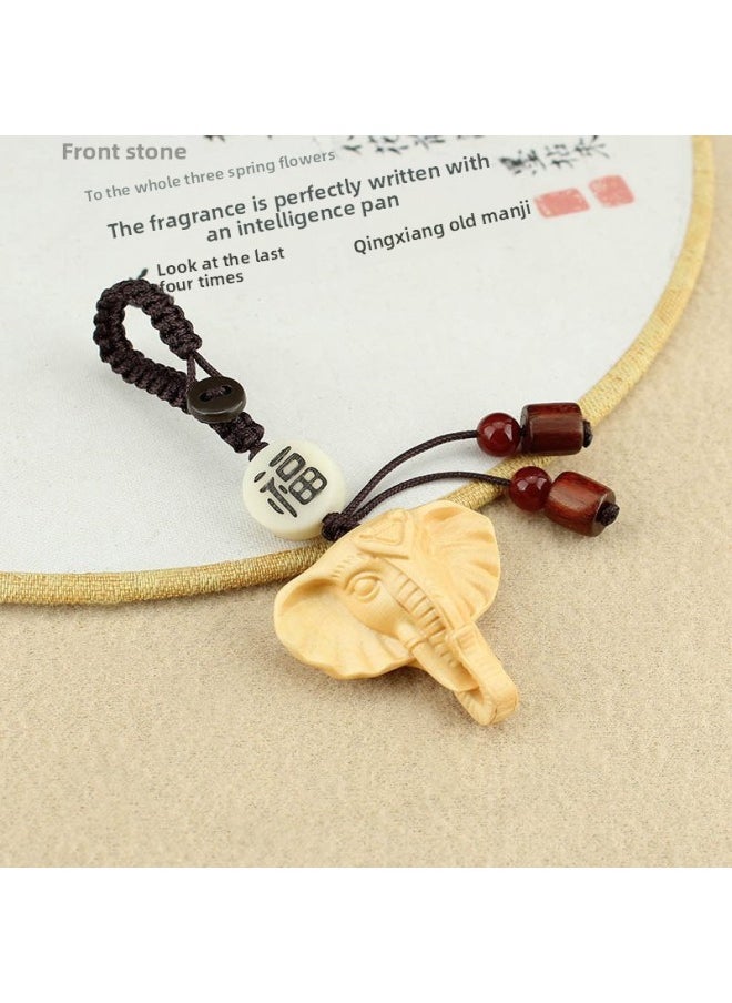 Generic - Ethnic Elephant Mobile Phone Lanyard Fu Jixiang Elephant God Key Chain Pendant Personalized Creative Bag U Disk Hanging Accessories-Specifications Support Image Upload:Fuxiang Surround Keychain - Image 1