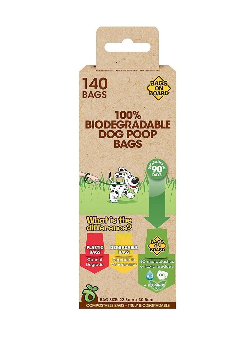 BAGS ON BOARD 100% Biodegradable Dog Bags (140 Bags) Multicolor  - Image 1