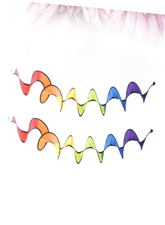FUNOMOCYA 2PCS Rainbow Curly Spinner Hanging Rainbow Wind Cloth Wind Column Spinner Foldable Spinner Hanging to Rotate Mill Bunting - Image 5