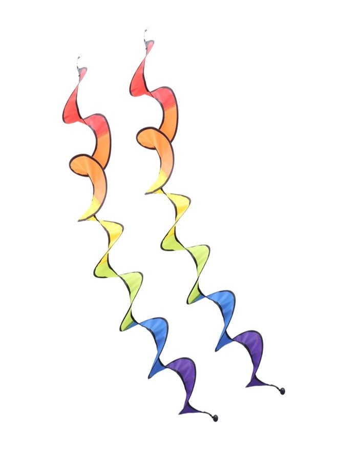 FUNOMOCYA 2PCS Rainbow Curly Spinner Hanging Rainbow Wind Cloth Wind Column Spinner Foldable Spinner Hanging to Rotate Mill Bunting - Image 1