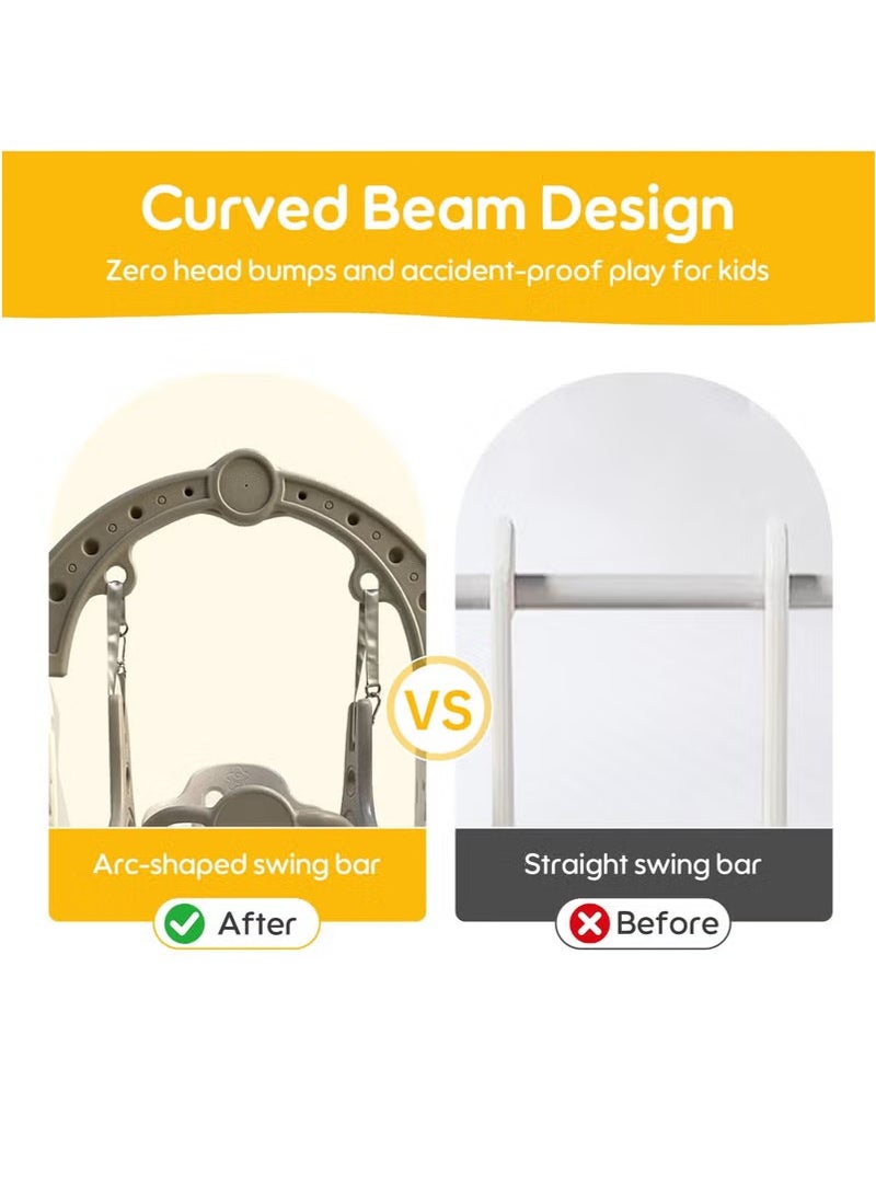 الأمويلات مجموعة مرجيحة للأطفال مع سلة كرة السلة 3 ارتفاعات قابلة للتعديل عارضة قوسية ثابتة مرجيحه آمنة للعب الداخلي والخارجي - Image 4