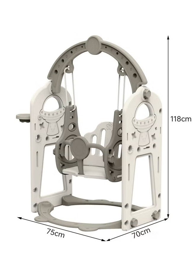 الأمويلات مجموعة مرجيحة للأطفال مع سلة كرة السلة 3 ارتفاعات قابلة للتعديل عارضة قوسية ثابتة مرجيحه آمنة للعب الداخلي والخارجي - Image 2