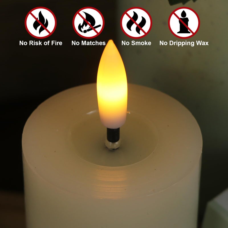 DRomance Flameless Candles Battery Operated with 10-Key Remote and Timer 6 Pack Real Wax LED Pillar Candles 3D Wick Flickering Warm Light Wedding Dinner Holiday Decor(Ivory, 1.9" D x 4.5" H) - Image 3