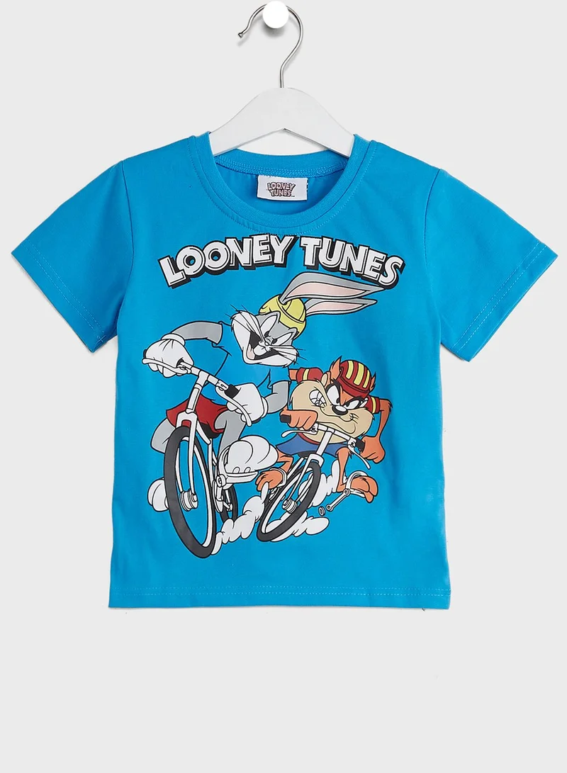 Warner Bros Kids Bugs Bunny Print T-Shirt + Shorts Set With Bag